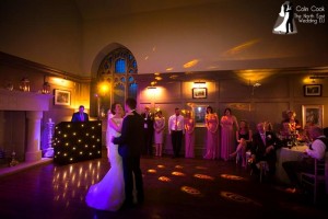 Wedding Evening Reception Disco First Dance at Ellingham Hall. Recommended DJ Colin Cook. Photo by the superbly talented Alan Mason