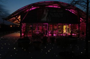 Alnwick Garden Pavilion Wedding Moodlighting and Uplighting in Pink